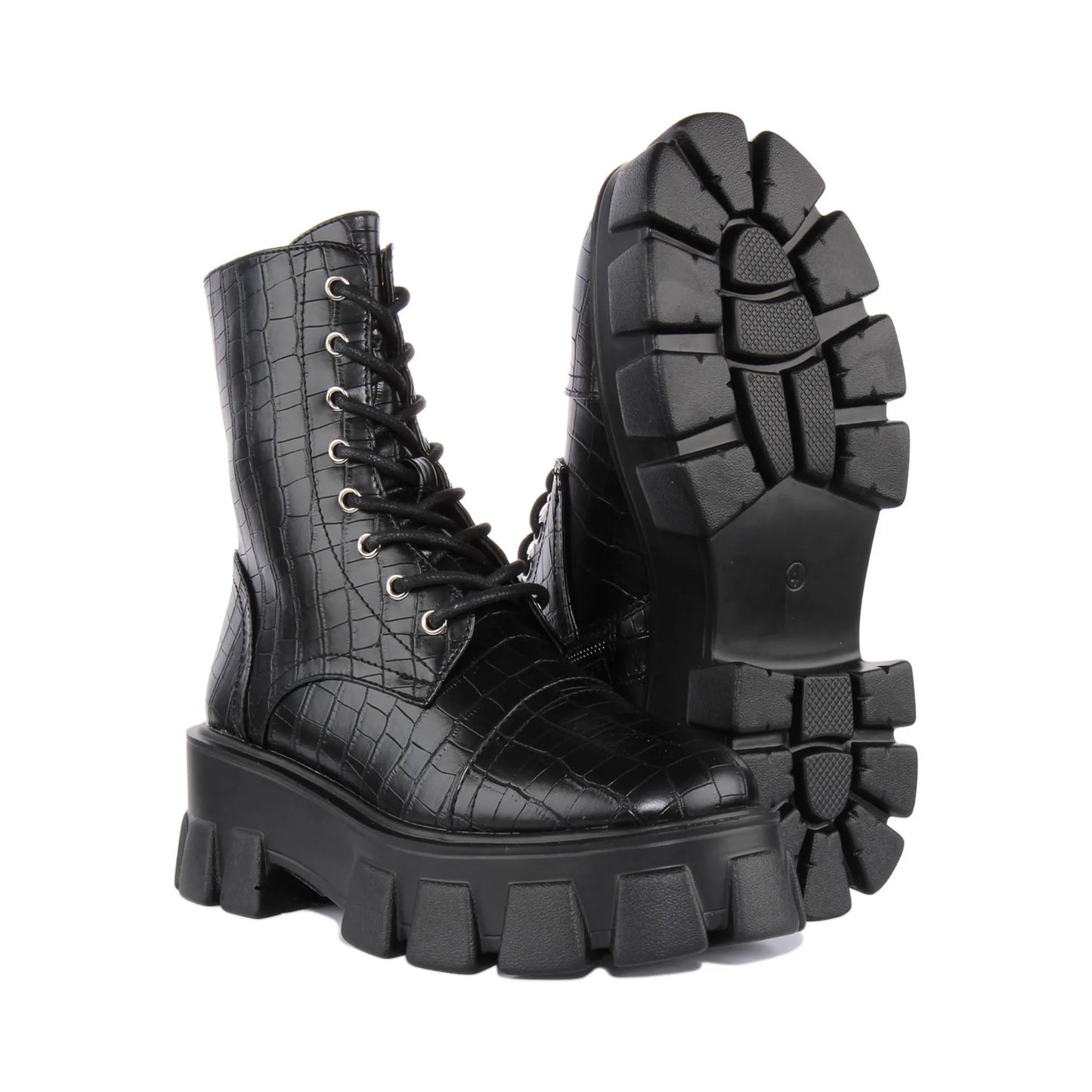 WomensLaceUpOxfordToeCrocEffectAnkleBoot-6